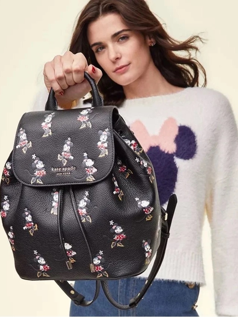 kate spade Black Minnie Mouse Floral Backpack